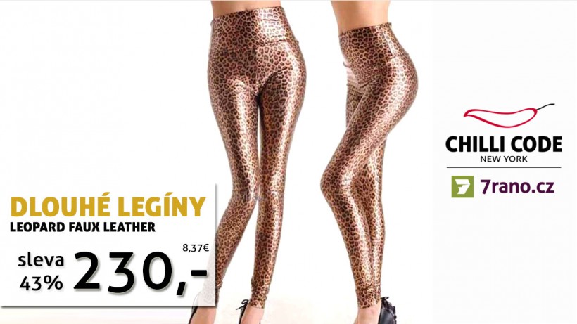 Aktuální akce - Dámské dlouhé legíny barevné - Leopard Faux Leather se slevou 43%